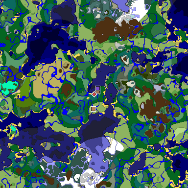 Predicted biome map of Java 1.20 seed -2762039738216153604 around estimated spawn