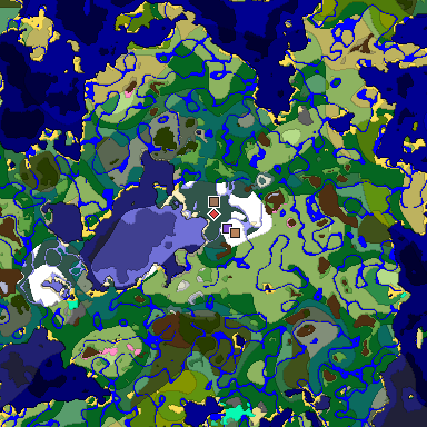 Predicted biome map of Java 1.20 seed 3619449813425848373 around estimated spawn