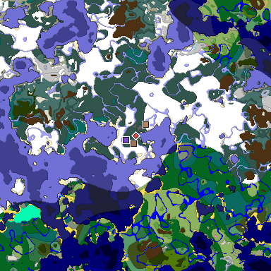 Predicted biome map of Java 1.20 seed -1530004200924396662 around estimated spawn
