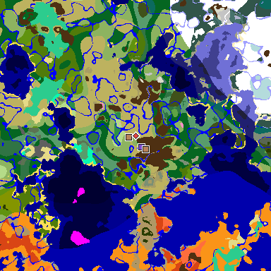 Map of Minecraft seed -6439050240790738985 around spawn