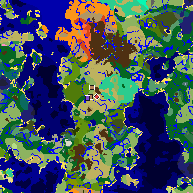 Map of Minecraft seed -1952692166109151789 around spawn