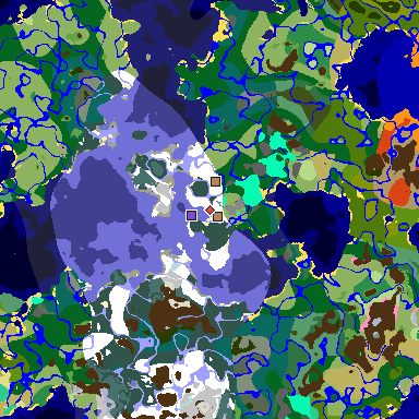Map of Minecraft seed 3354138808153234329 around spawn