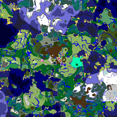 Predicted biome map of Java 1.20 seed -5061762153695243227 around estimated spawn