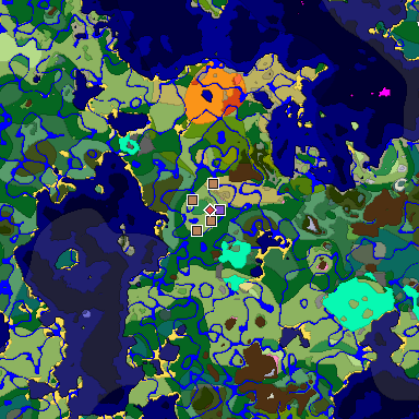 Predicted biome map of Java 1.20 seed -8293340083705099079 around estimated spawn