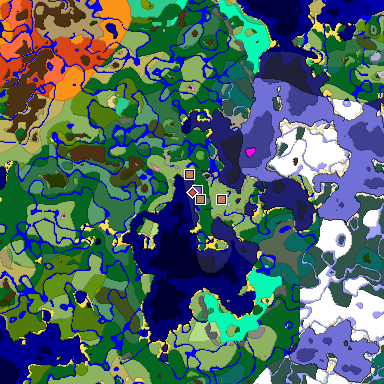 Predicted biome map of Java 1.20 seed 996913418692787661 around estimated spawn