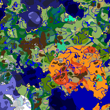 Predicted biome map of Java 1.20 seed -4797878872909860541 around estimated spawn