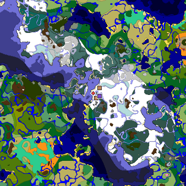 Predicted biome map of Java 1.20 seed 5787084366102561563 around estimated spawn