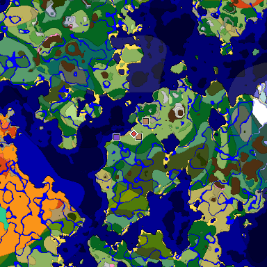 Predicted biome map of Java 1.20 seed 6957573820029256862 around estimated spawn