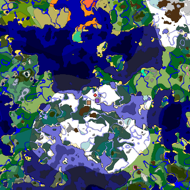 Predicted biome map of Java 1.20 seed -4997801981105188549 around estimated spawn