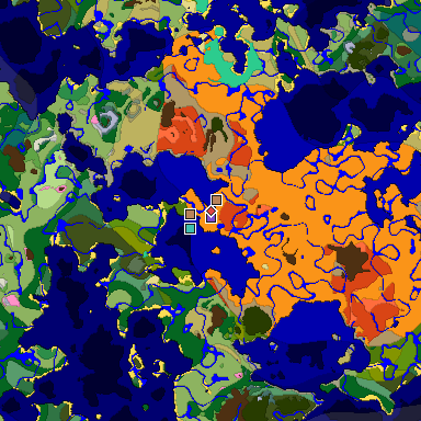 Predicted biome map of Java 1.20 seed 4587316788004290807 around estimated spawn
