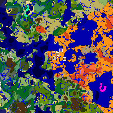 Predicted biome map of Java 1.20 seed 5190958370702362948 around estimated spawn
