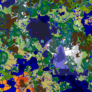 Predicted biome map of Java 1.20 seed -8095701988431601879 around estimated spawn
