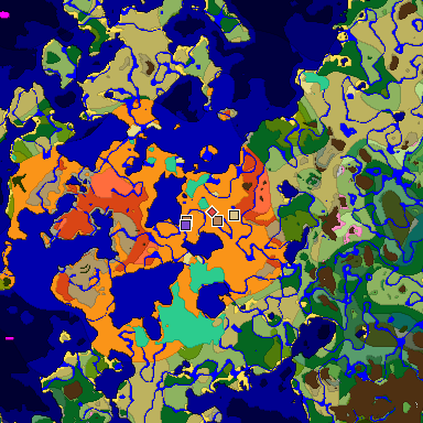 Predicted biome map of Java 1.20 seed -6633968025132503226 around estimated spawn