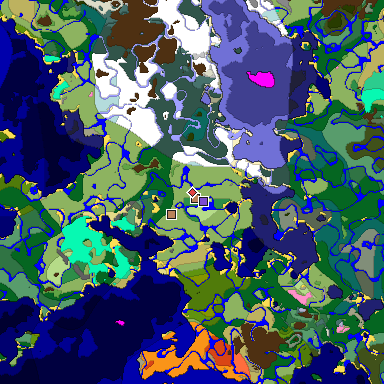 Predicted biome map of Java 1.20 seed -1541766246329113033 around estimated spawn