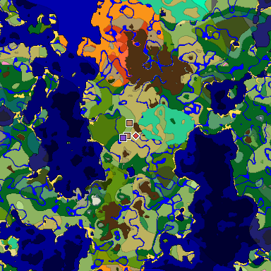 Predicted biome map of Java 1.20 seed -1952692166109151789 around estimated spawn