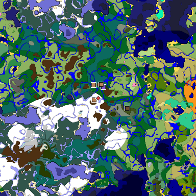 Predicted biome map of Java 1.20 seed 1928761495295436436 around estimated spawn