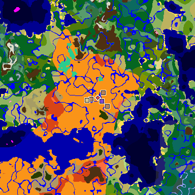 Map of Minecraft seed -895058220336041429 around spawn