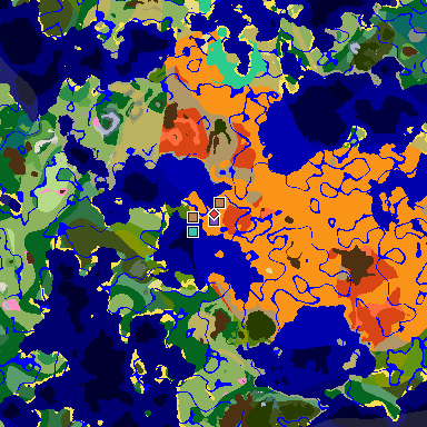 Map of Minecraft seed 4587316788004290807 around spawn