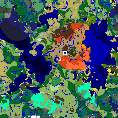 Predicted biome map of Java 1.20 seed 2359925460302887417 around estimated spawn