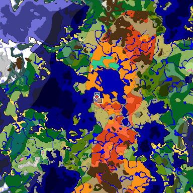 Predicted biome map of Java 1.20 seed -4898756459210671375 around estimated spawn