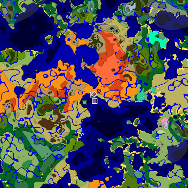 Predicted biome map of Java 1.20 seed 2057010718534499028 around estimated spawn