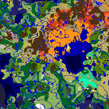 Predicted biome map of Java 1.20 seed -1829714222715878907 around estimated spawn