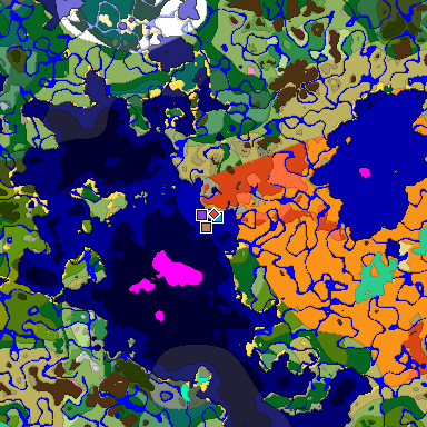 Predicted biome map of Java 1.20 seed 2356466545073531018 around estimated spawn