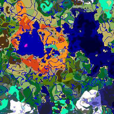 Predicted biome map of Java 1.20 seed 6311353999448139519 around estimated spawn