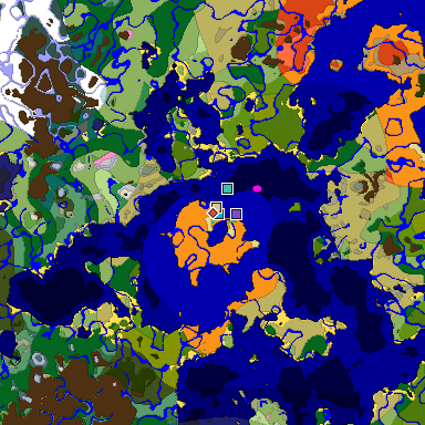 Predicted biome map of Java 1.20 seed -6576049902701927848 around estimated spawn