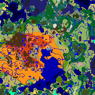 Predicted biome map of Java 1.20 seed 2243152081037035301 around estimated spawn