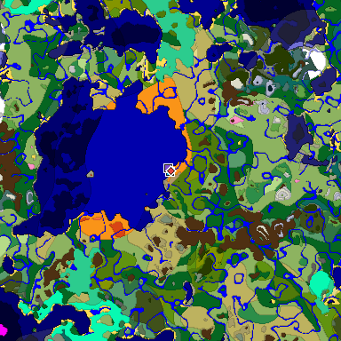 Predicted biome map of Java 1.20 seed 5412373141223678442 around estimated spawn