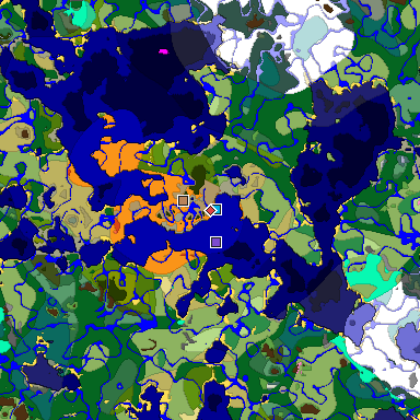 Predicted biome map of Java 1.20 seed -4847080451399020031 around estimated spawn