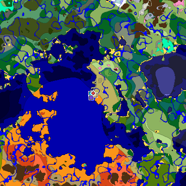 Predicted biome map of Java 1.20 seed 3755543292796209418 around estimated spawn