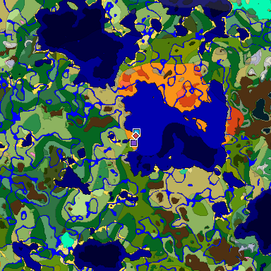 Predicted biome map of Java 1.20 seed -2716244165863166383 around estimated spawn
