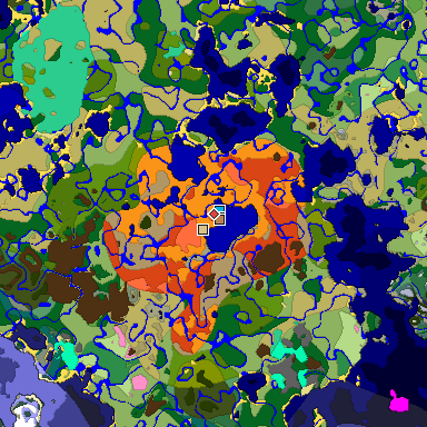 Predicted biome map of Java 1.20 seed -6828444798246916039 around estimated spawn