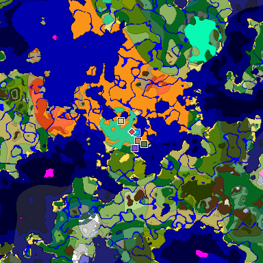 Predicted biome map of Java 1.20 seed 7130833925131590118 around estimated spawn