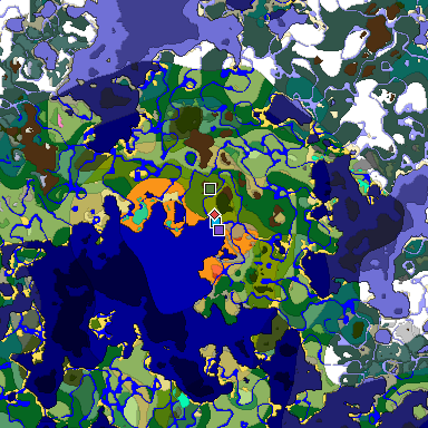 Predicted biome map of Java 1.20 seed 6217978120204119442 around estimated spawn