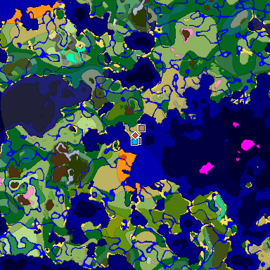 Predicted biome map of Java 1.20 seed 5813711961174285448 around estimated spawn