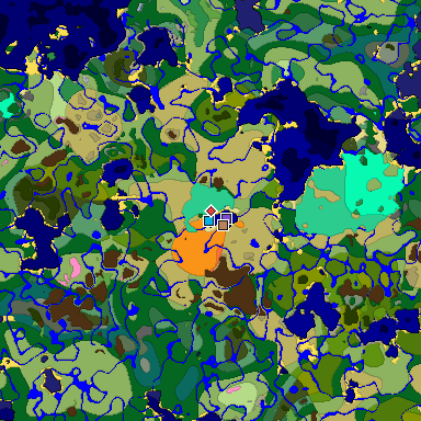 Predicted biome map of Java 1.20 seed -4120001940720539701 around estimated spawn