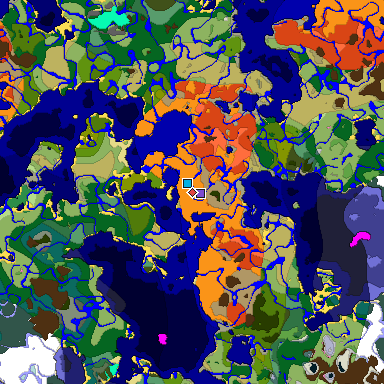 Predicted biome map of Java 1.20 seed -1898595937743263840 around estimated spawn