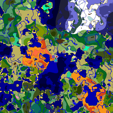 Predicted biome map of Java 1.20 seed 3258652448982616445 around estimated spawn