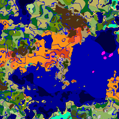 Predicted biome map of Java 1.20 seed -1458128826281164786 around estimated spawn