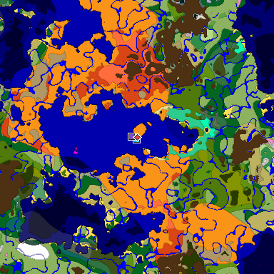 Predicted biome map of Java 1.20 seed -5074107026693054298 around estimated spawn
