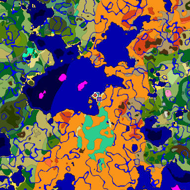 Predicted biome map of Java 1.20 seed 2338303649554999165 around estimated spawn