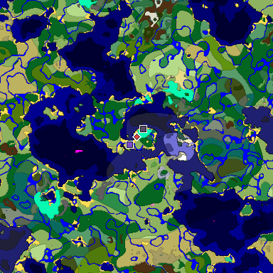 Predicted biome map of Java 1.20 seed -3778464268375979616 around estimated spawn
