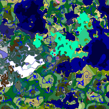 Predicted biome map of Java 1.20 seed -8542094480867318941 around estimated spawn
