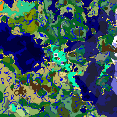 Predicted biome map of Java 1.20 seed 8455160026876054887 around estimated spawn