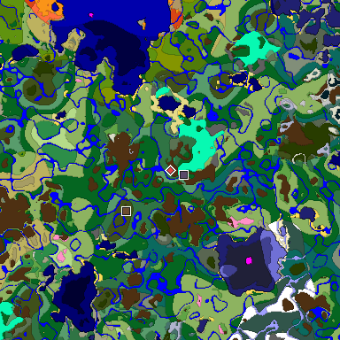 Predicted biome map of Java 1.20 seed -457316861497123983 around estimated spawn