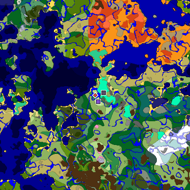 Predicted biome map of Java 1.20 seed 4160701429076747125 around estimated spawn
