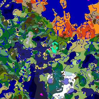 Predicted biome map of Java 1.20 seed 9204135994997545486 around estimated spawn